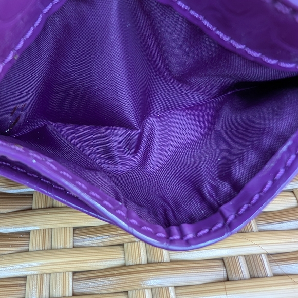 Coach Purple Coach Embossed Patent Leather Card Holder Case Wallet Pouch - Picture 10 of 11